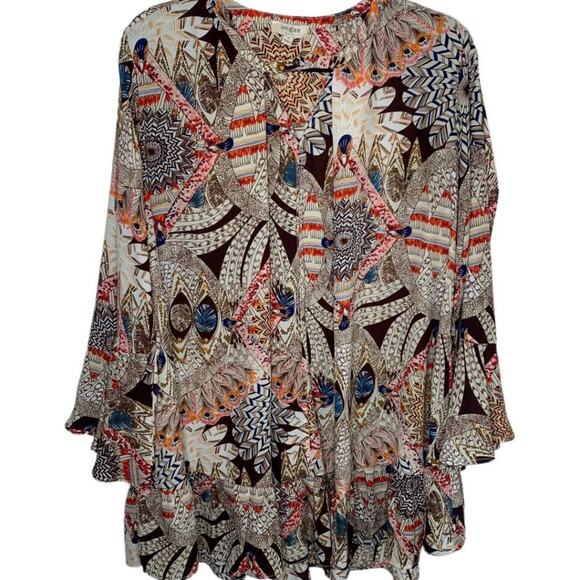Umgee Tunic Dress Women's Size Small Aztec Dreamcatcher Peasant Boho A2673 - Picture 2 of 7